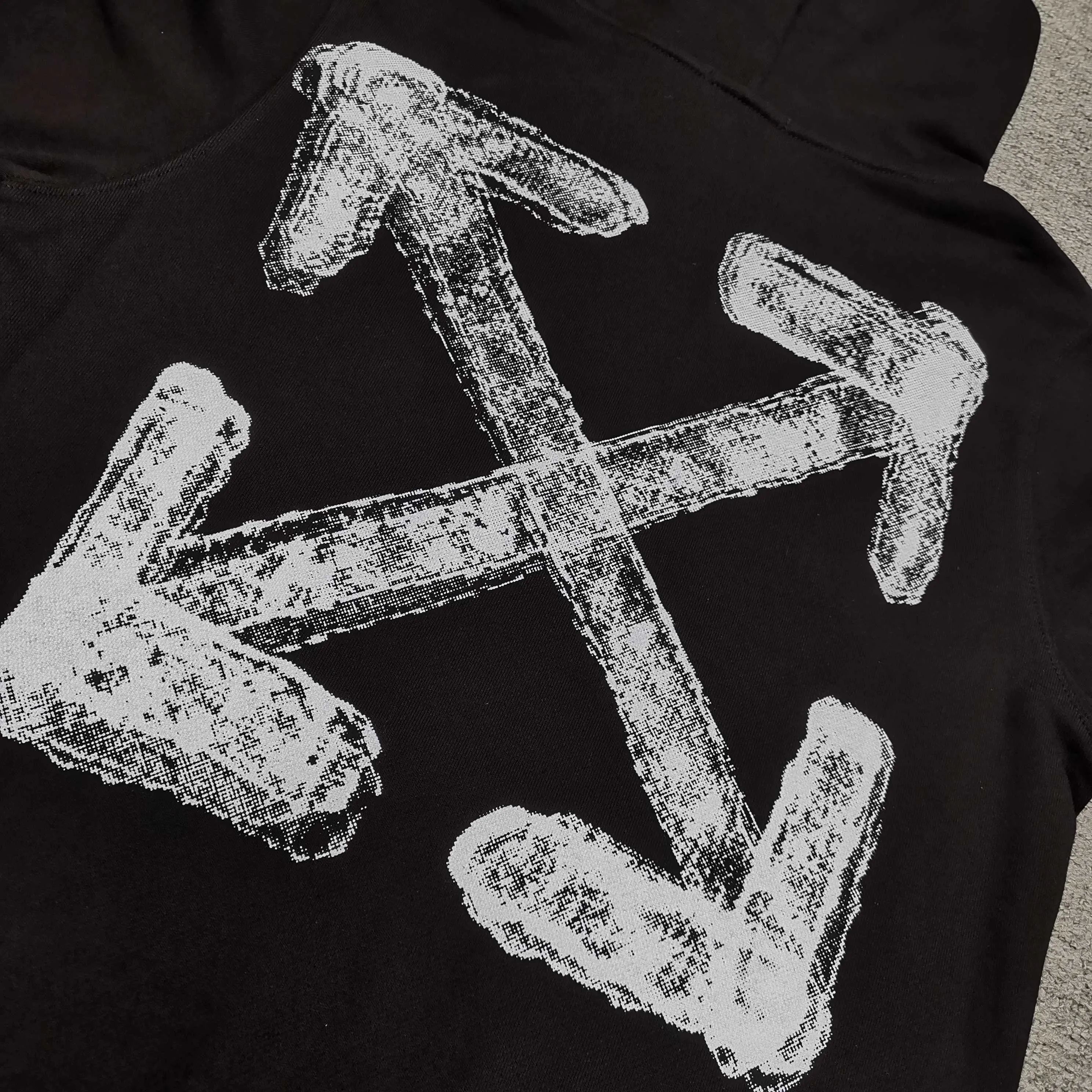 off white 25ss new arrow loose hooded sweatshirt Color: Beige Black Size: S M L XL P410